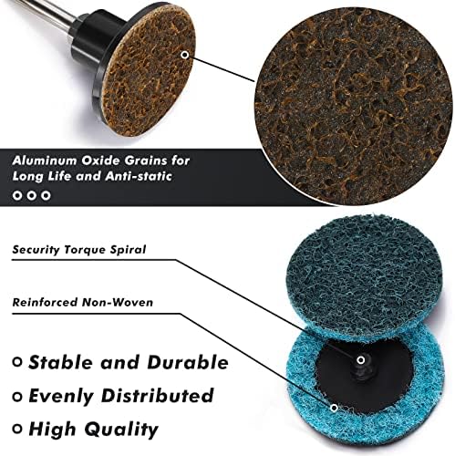 Macarrie 150 Pcs 2 Inch Surface Conditioning Sanding Discs Quick Change Fine Medium Coarse Sanding Pads Die Grinder Accessories for Surface Strip Grind Polish Burr Finish(Aluminum Oxide)