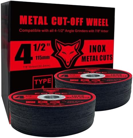FOXBC 4-1/2 Inch Cut Off Wheel Discs for Angle Grinder, Cutting for Metal & Stainless Steel, 4-1/2" x .045" x 7/8" - 50 Pack