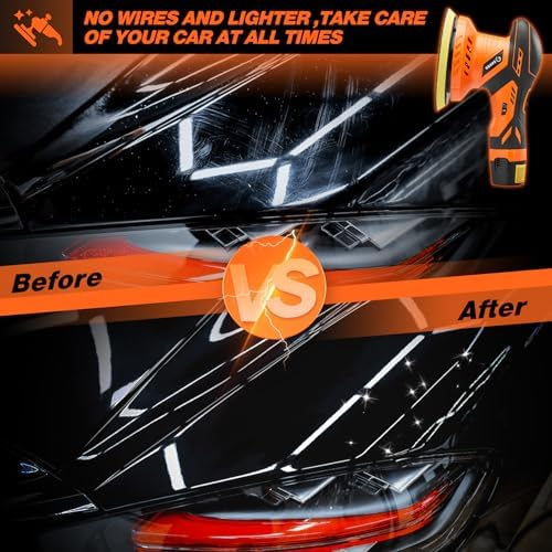 Saker 6 Inch Fast Charging Cordless Car Buffer Polisher Kit with 2 Battery Bundle Saker 10 PCS Buffing Bonnet Pads (Only Attachment)