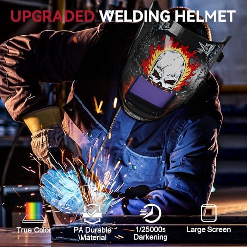 ARCCAPTAIN Auto Darkening Welding Helmet, 3.94"X3.66" Large Viewing Screen