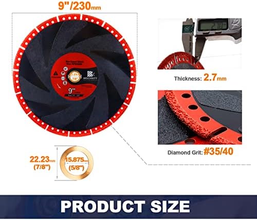 Metal Cutting Diamond Blade 9"- BRSCHNITT 230mm All-Purpose Diamond Saw Blade for Rebar Sheet Metal Angle Iron Stainless Steel Concrete.