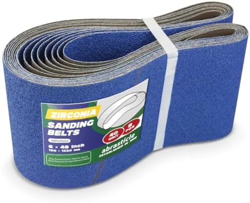 8 Pack 6 x 48 Inch Zirconia Sanding Belts, 40 Grit Heavy Duty Belt Sander Paper, Fits Belt Sander & Bench Sander for Professional Woodworking, Metal Grinding and Surface Preparation