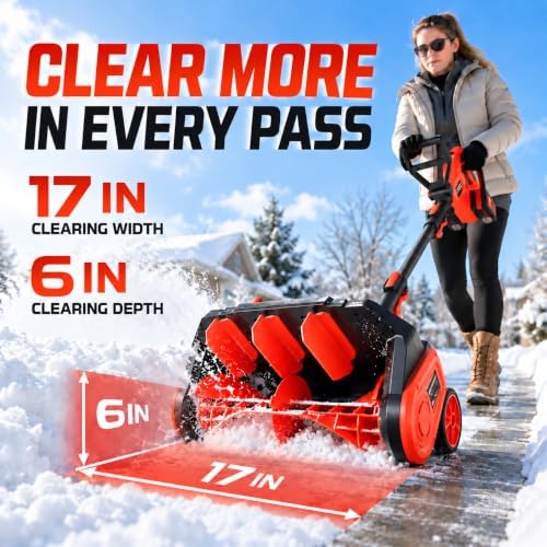 Cordless Electric Snow Shovel, 40V Snow Blower, 17'' Width