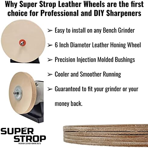 6" Pro Sharpening Supply Leather Honing Wheel Fits 6 in. Bench Grinders and Polishers