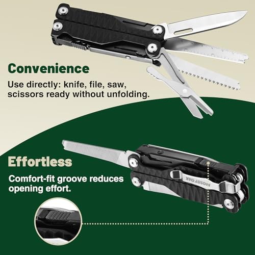 MOSSY OAK 17-in-1 Multitool Pliers, CNC-Machined Steel, G10 Handle