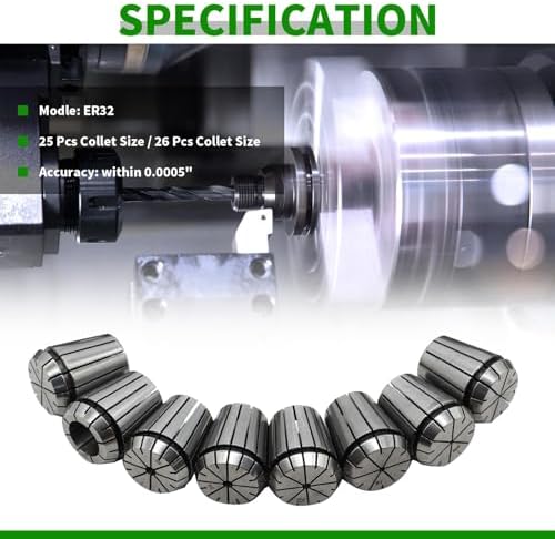 26 Pcs ER32 Spring Collet Set 1/32"- 13/16"