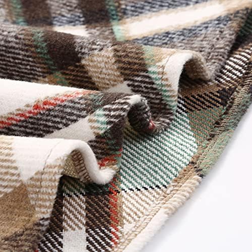 IDEALSANXUN Womens Plaid Wool Skirts Elastic Waist A-Line Pleated Tartan Long Skirts