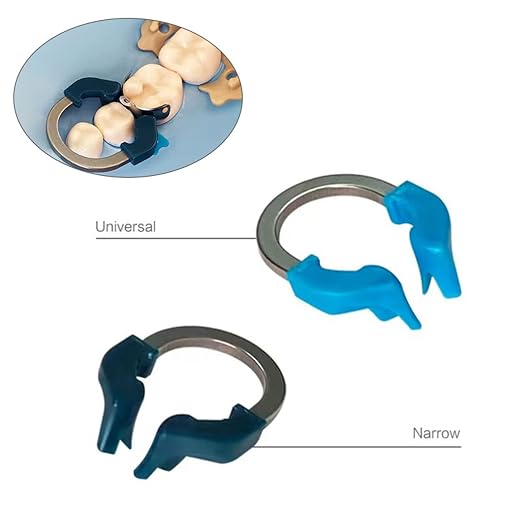 Dental Sectional Matrix Ring Clamp Spring Clip, Autoclavable Nickel Titanium Orthodontic Clamp Rings, Contoured Matrices System for Pre and Post Molars. (R6 Blue)