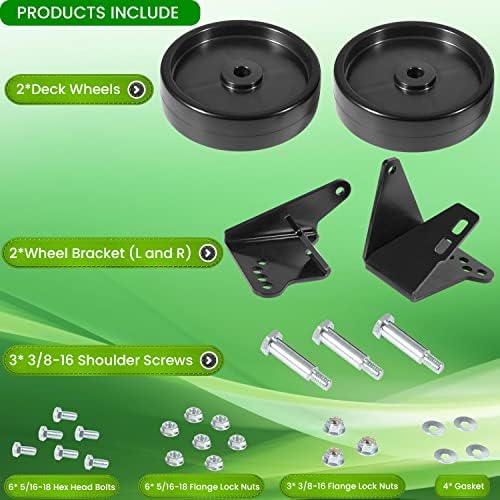 OEM-190-183 Mower Deck Wheel Kit for MTD Lawn Tractor 38'' and 42'' Decks 2009 and Prior - Replacement Deck Wheels with Brackets & Hardware for Yard Man, Troy-Bilt, Yard Machines Models