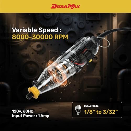 DURAMAX 40PC Rotary Tool Kit, Variable Speed 8000-30000 RPM, 120V Corded