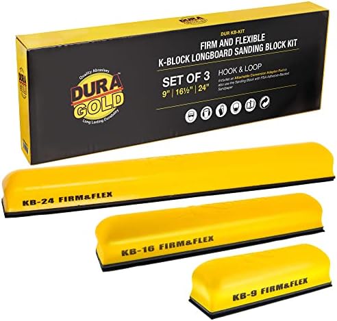 Dura-Gold K-Block Sander Firm & Flex Hand Sanding Block Kit, 9", 16" & 24"