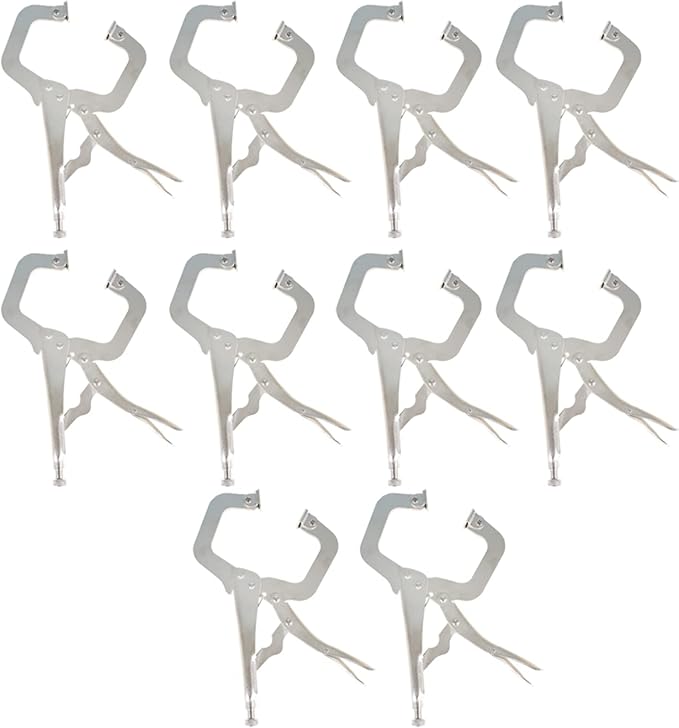 10Pcs 11 Inch Locking C Clamps with Swivel Pads Locking Alloy Steel C Clamps Set Heavy Duty C-Type Locking Plier Table and Tool Vise Grip.