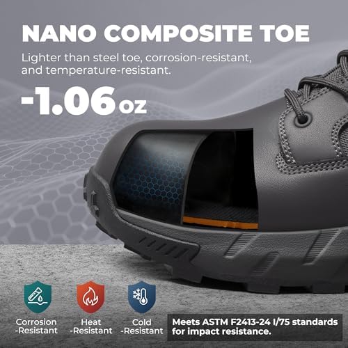 NORTIV 8 Men's Composite Toe Work Boots Side Zipper