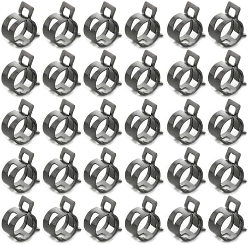 50pcs 0.63" ID Constant Tension Band Hose Clamps, 16mm Spring Band Type Action Hose Clamp Manganese Steel Fuel Line Clamp Low Pressure Air Clip Clamp for Fuel Hose Line Water Pipe Air Tube black