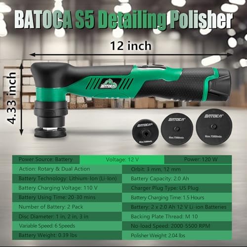 BATOCA S5 Cordless Mini Car Polisher Buffer Sander Rotary & Dual Action