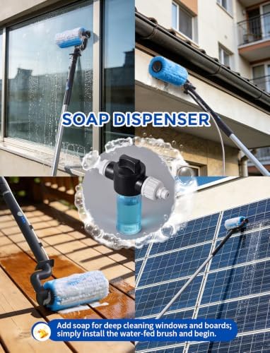 Telescopic Water-Fed Washing Kit with Soap Dispenser