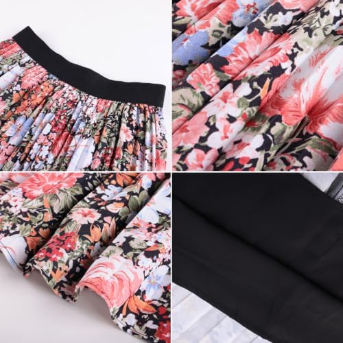 GRACE KARIN Pleated Midi Skirt for Women Chiffon A-Line Outfits