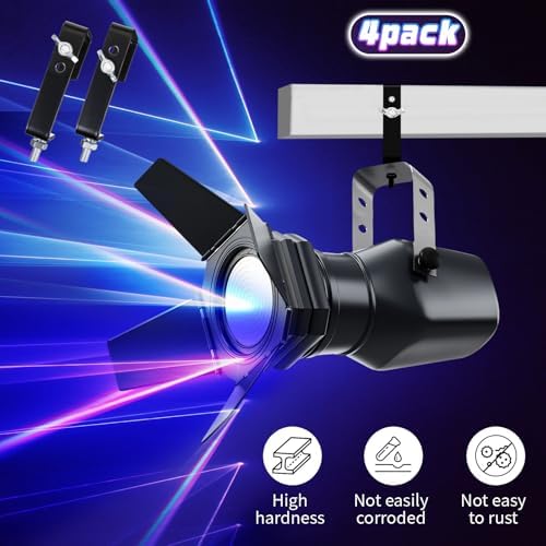 Zonon 4 Pack Square Tube Truss Clamp Hook, Heavy Duty Stage Light Clamp for Square Truss 40-60mm OD, Galvanized Iron DJ Light Holder for Moving Head Par Spotlight, 88 Lbs / 40kg Load (Black)