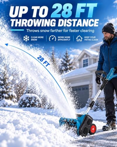 Cordless Snow Shovel, 15” Brushless Snow Blower with 2×6.0Ah Batteries