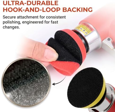 1/2/3 Inch Random Orbital Air Sander, Mini Pneumatic Detail Sander High Speed Air Powered Dual-Action Polisher, Hook & Loop Sanding Discs & Pads Kit for Auto Body Work, Metal, Wood