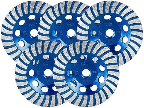 SALI 4.5 Inch 5pcs Concrete Grinding Wheels 27 Turbo Diamond Segments 5/8-11 Arbor Diamond Grinding Wheel Fit for Paint, Epoxy, Mastic Coating Removal