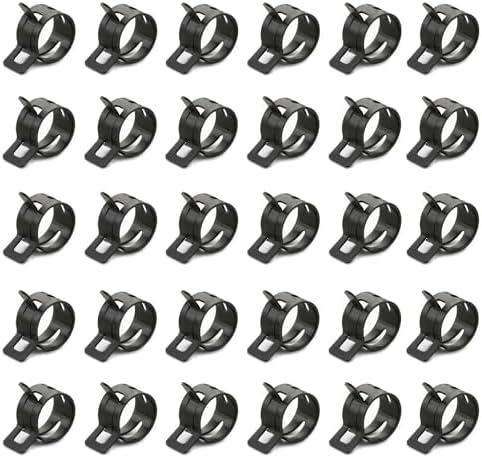 100pcs 0.71" ID Constant Tension Band Hose Clamps, 18mm Spring Band Type Action Hose Clamp Manganese Steel Fuel Line Clamp Low Pressure Air Clip Clamp for Fuel Hose Line Water Pipe Air Tube black