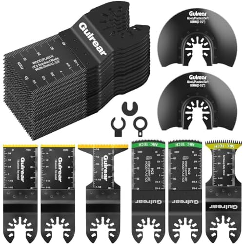 32PCS Multitool Blades kit Includes Titanium Multi Tool Blades Use in Wood Plastics Metal Cutting Removing Oscillating Blades with Quick Release Ideal Oscillating Tools Name Brands Replacement Blades