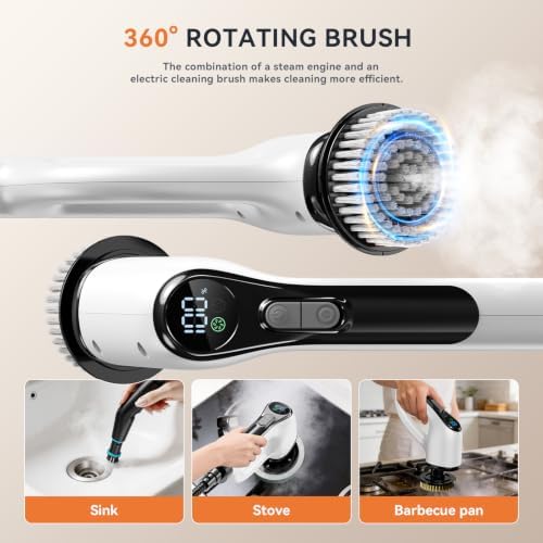 Steam Cleaner, Electric Spin Scrubber Portable Steamer for Cleaning