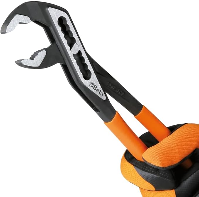 Beta 1048N/D3 Set of 3 Slip Joint Pliers, Chrome Vanadium Steel, Slip-Proof PVC Handles, 6", 10", and 12"
