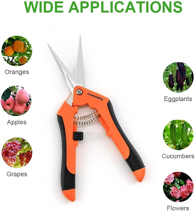 3 Packs Garden Pruning Shears with Straight Blades Trimming Scissors, Gardening Hand Pruning Snips Titanium Coated Precision Bonsai Pruning Shears, Convenient Flower Cutters (Orange)