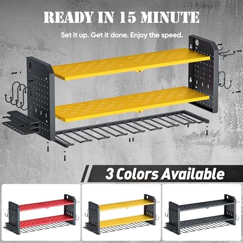 Nacial Power Tool Organizer 8 Drill Holder Wall Mount, 3 Layer Organizer