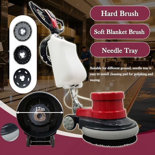 Commercial Industrial Floor Scrubber Polisher 17" Heavy Duty Hardwood Carpet Buffer Machine 1100W Multi-Surface Cleaning Waxing Polishing for Wood, Tile, Epoxy, Marble Floors 110V