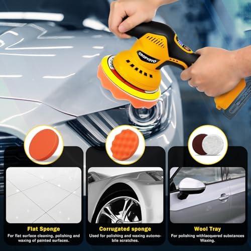 Cordless Car Buffer Polisher Compatible for Dewalt 20V Battery(Without Battery) Car Buffer Polishers with 6 Variable Speed Up to 5500RPM, for Car Detailing/Polishing/Waxing(Battery Not Included)