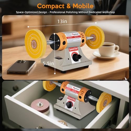 Jewelry Polisher Versatile Polishers & Buffers for Bench Grinder - Ideal for Jewelry Polishing and Finishing Jobs,With 6 Cloth Wheels, 2 Abrasive Fiber Wheels, Safety Glass, 3 Polish Compound