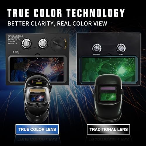TRQWH Auto Darkening Welding Helmet with Light True Color Welding Hood