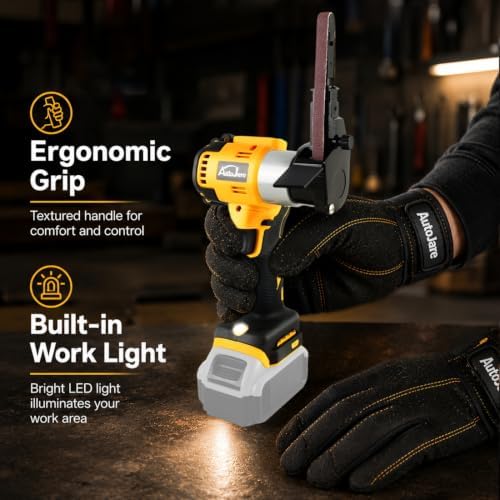 Cordless Belt Sander with 360° Rotatable Head, 20 Sanding Belts Brushless Belt Sander Compatible with Dewalt 20V Battery(No Battery) for metal and wood