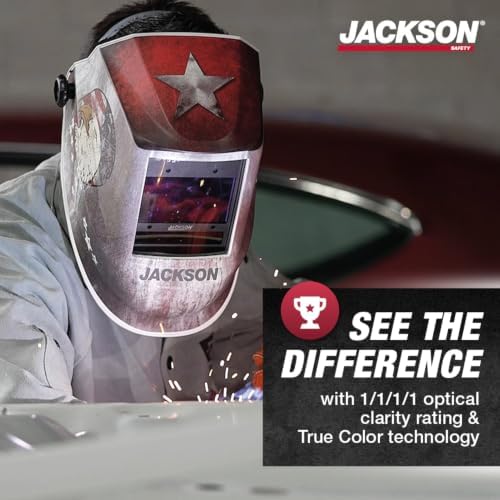 Jackson Safety Premium Graphic Welding Hood with ADF - Ultra Lightweight Auto Darkening Welding Helmet - ANSI Z87.1 (Multiple Styles)