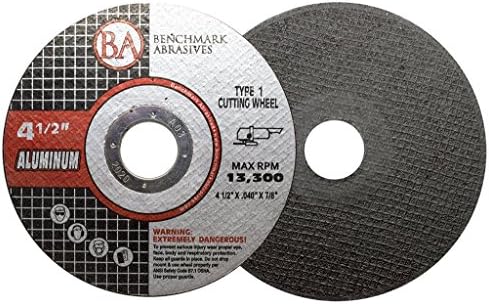 Benchmark Abrasives Grinder Cut Off Wheels 4 1/2 Inch Aluminum Oxide Thin Type 1 Angle Grinder Cutting Disc for Aluminum, Copper - with 7/8" Arbor Hole, Fast Grinder Cutting Wheel - 25 Pack