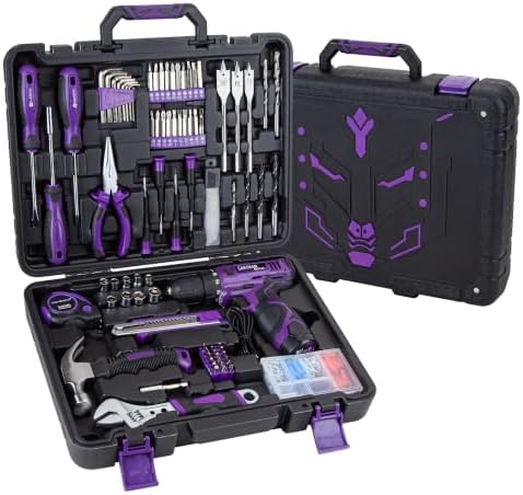 CARTMAN Purple 198-Piece 12V Cordless Drill Tool Combo Set