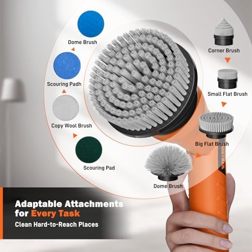 Alloyman 1200RPM Electric Scrubber for Floors,Walls - Replaceable Battery Design for Outdoor Garden, Patio Cleaning Stubborn Stains,Yellow/Black
