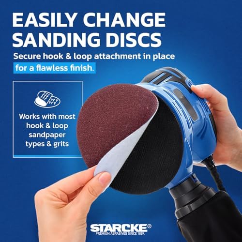 8 inch Sanding Disc Self Stick Orbital Sander Pads 25 Pack No Hole - Premium 80 Grit Sandpaper Discs Aluminum Oxide, Durable PSA Sand Paper, Round Sanding Discs Adhesive Back for Wood & Metal