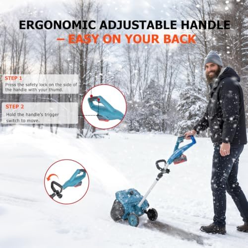 Cordless Snow Shovel with Wheels, 16 Inch Brushless Electric Snow Blower