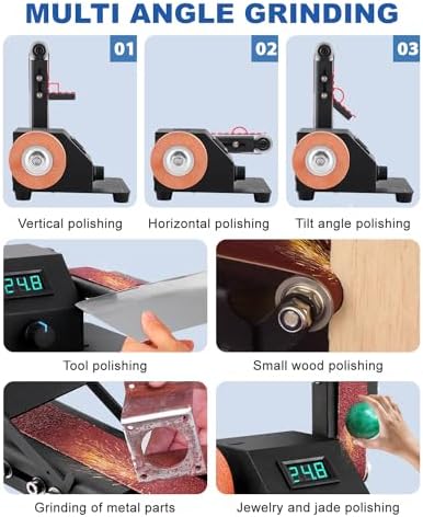 Mini Electric Belt Sander, Variable Speed Desktop Grinder for Knife Making