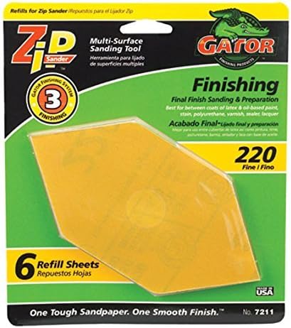Gator Zip Sander 6 in. L x 3 in. W 220 Grit Fine Aluminum Oxide Sanding Sheet 6 pk