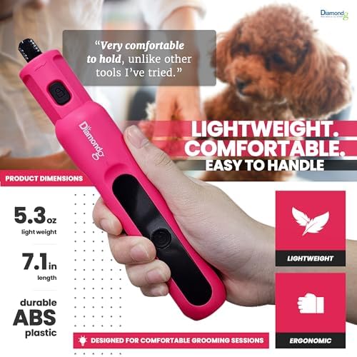 Diamondg Micro Dog Nail Grinder - Quiet Sound with LED Light, Pink