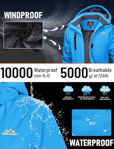 MAGCOMSEN Womens Winter Coats Waterproof Ski Snow Warm Fleece Rain Jacket