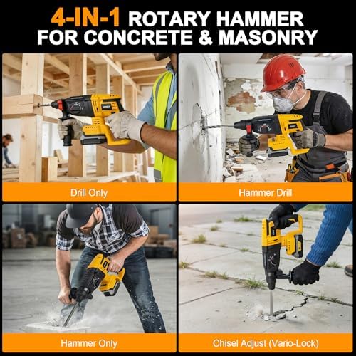 1" SDS-Plus Brushless Cordless Rotary Hammer Drill, for Dewalt 20V Battery