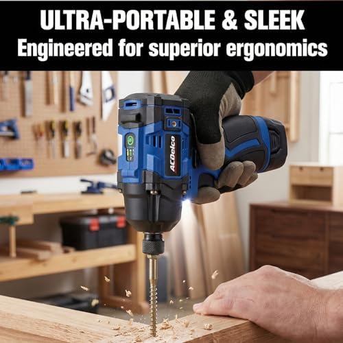 ACDelco G12 Series 12V Cordless Combo Kit, Brushless 1/4" Impact Driver (125 ft-lbs) & 3/8" Drill Driver (265 in-lbs), 4-Mode Control, (1) 2.0Ah Battery & Charger, 2-Tool Kit, ARI12185-K2