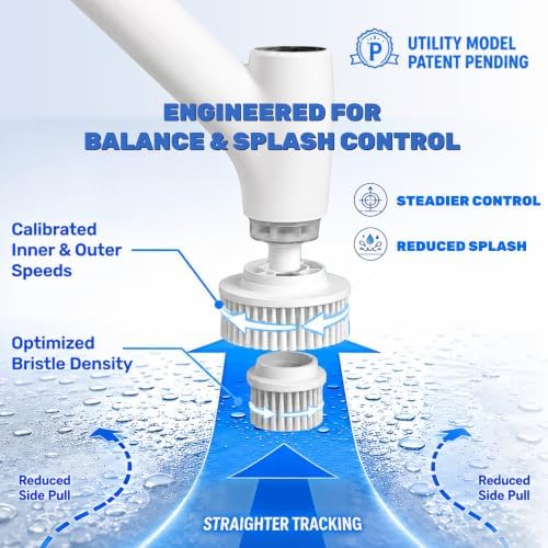 Electric Spin Scrubber with Soap Dispenser Stable Dual-Brush Cleaning