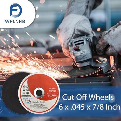 WFLNHB 50 Pack 6 Inch Cut Off Wheels for Metal and Stainless Steel Cutting Discs for Angle Grinders 6 x .045 x 7/8 Inch